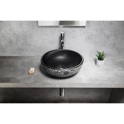 Sapho - Lavabo da appoggio PRIORI Ø 41 cm nero/bianco