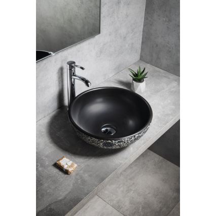 Sapho - Lavabo da appoggio PRIORI Ø 41 cm nero/bianco