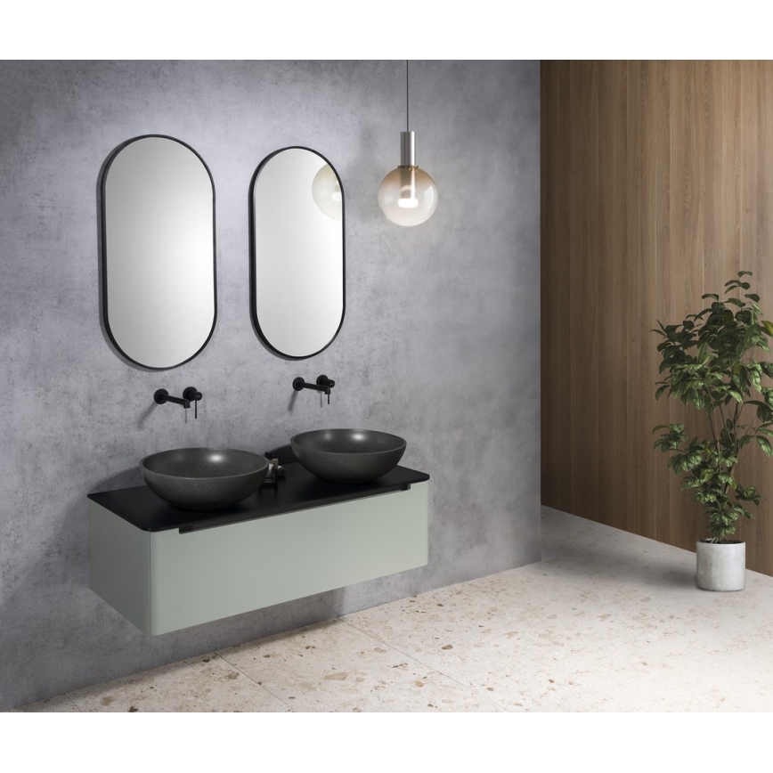 Sapho - Lavabo da appoggio TURF Ø 44 cm cemento/granito nero