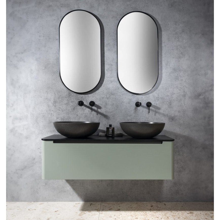 Sapho - Lavabo da appoggio TURF Ø 44 cm cemento/granito nero