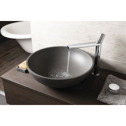 Sapho - Lavabo da appoggio TURF Ø 44 cm cemento/granito nero