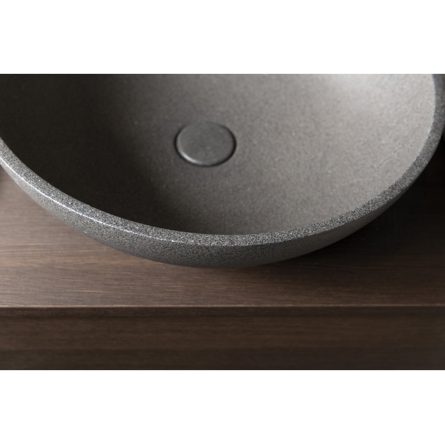 Sapho - Lavabo da appoggio TURF Ø 44 cm cemento/granito nero