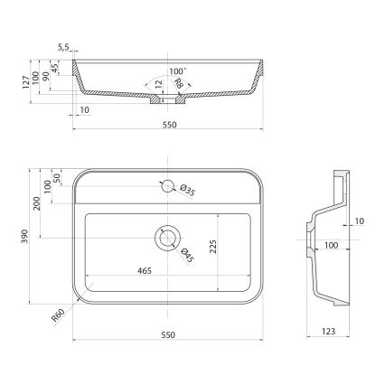 Sapho - Lavabo da incasso 55x39 cm ceramica/bianco