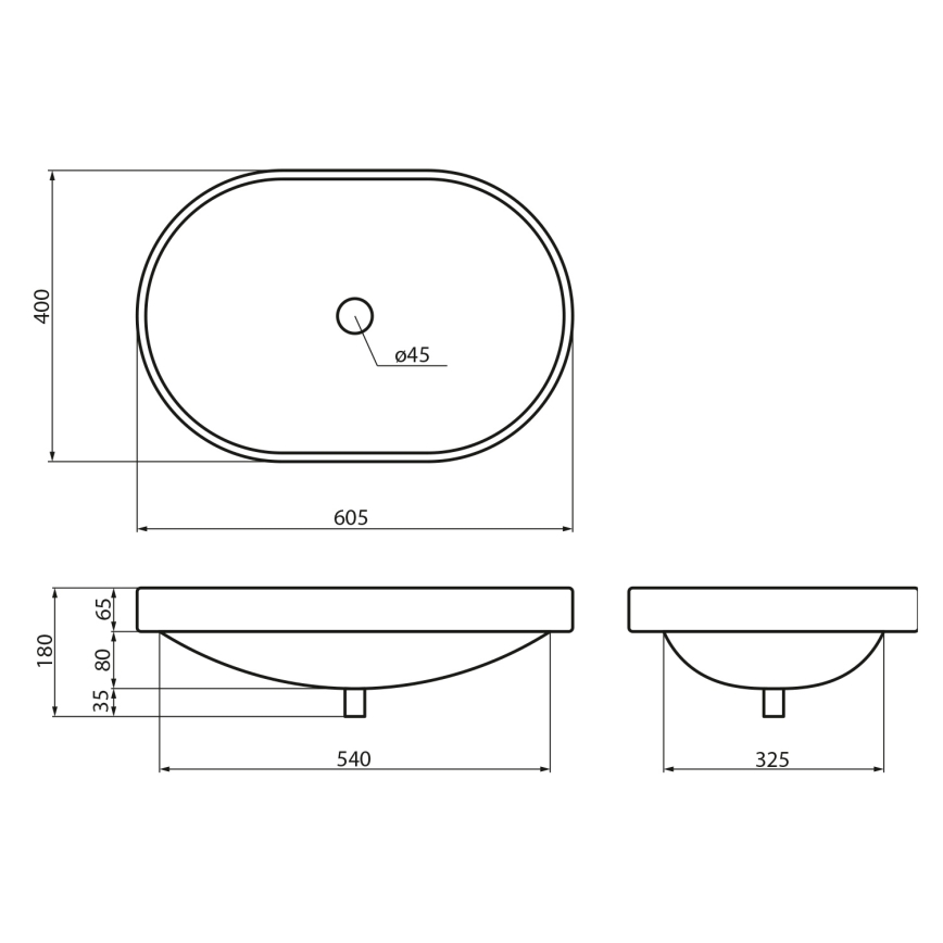 Sapho - Lavabo da incasso LIMA 60x40 cm ceramica/bianco