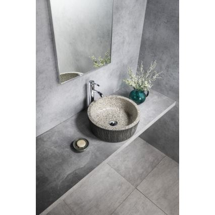 Sapho - Lavabo d'appoggio PRIORI Ø 41 cm bianco/grigio
