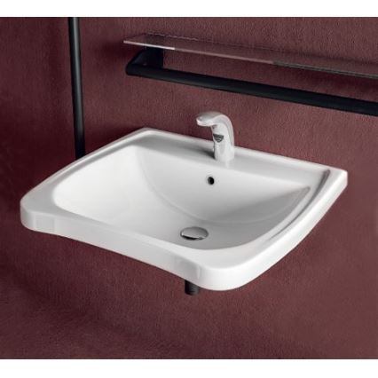 Sapho - Lavabo sospeso accessibile per disabili 60x55 cm ceramica/bianco