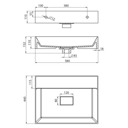 Sapho - Lavabo sospeso GODIVA 58x44 cm marmo/bianco