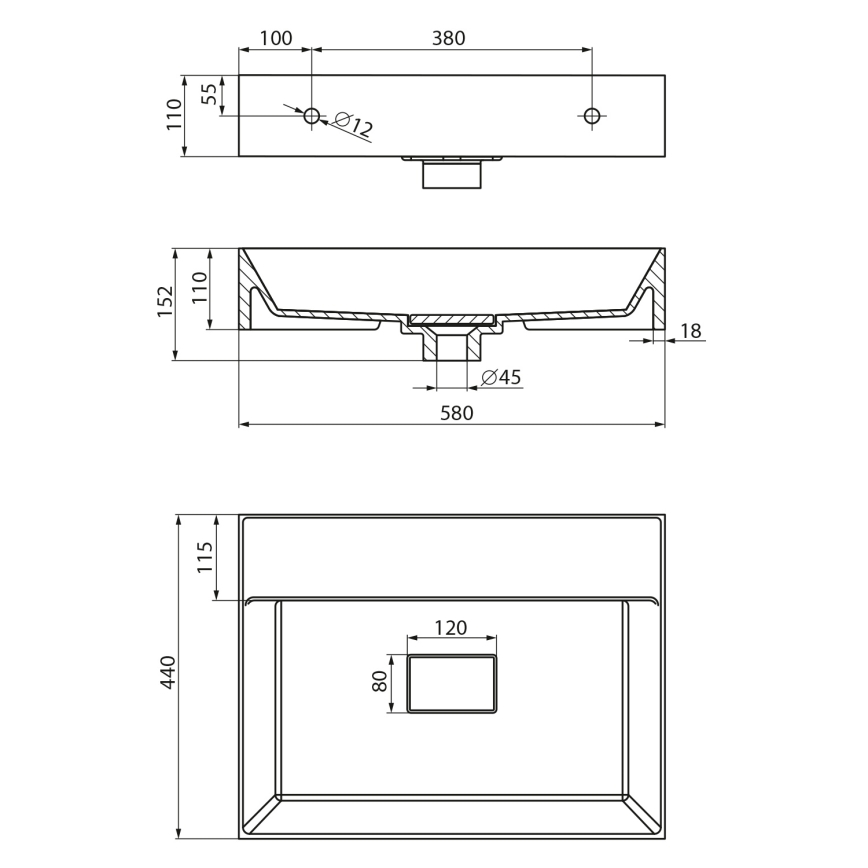 Sapho - Lavabo sospeso GODIVA 58x44 cm marmo/bianco