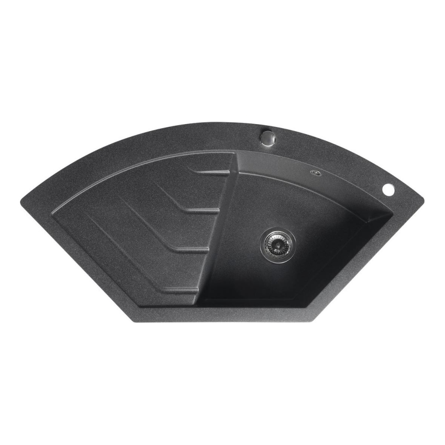 Sapho - Lavello angolare da cucina 114x57,5 cm granito/nero
