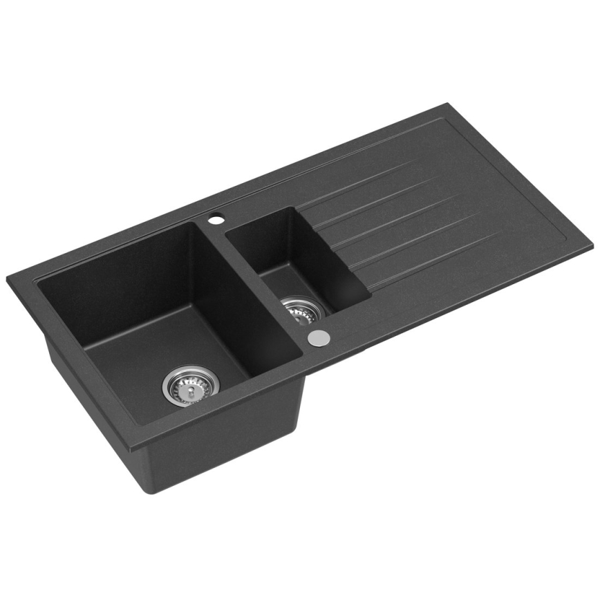 Sapho - Lavello da cucina 100x50 cm granito/nero