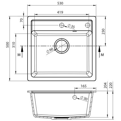Sapho - Lavello da cucina 53x50 cm granito/beige
