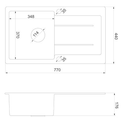 Sapho - Lavello da cucina 77x44 cm granito/nero