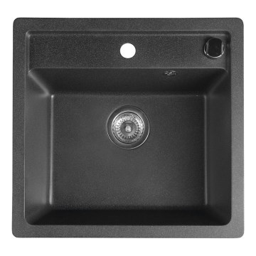 Sapho - Lavello da cucina in granito 53 x 50 cm, nero