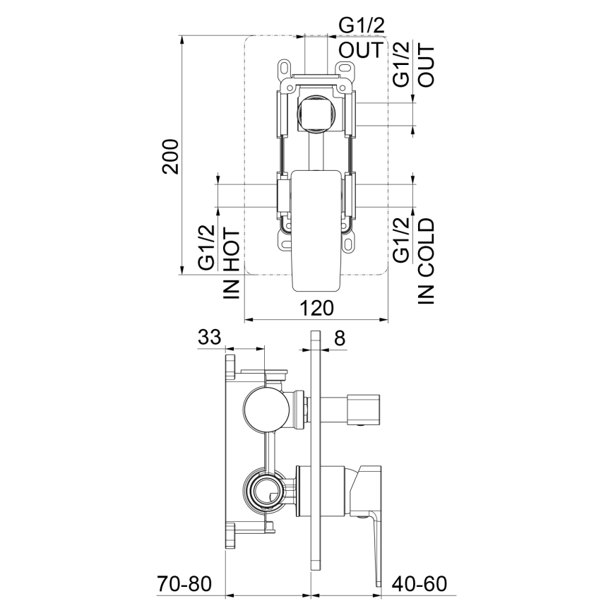 Sapho - Miscelatore doccia a incasso TURSI nero opaco