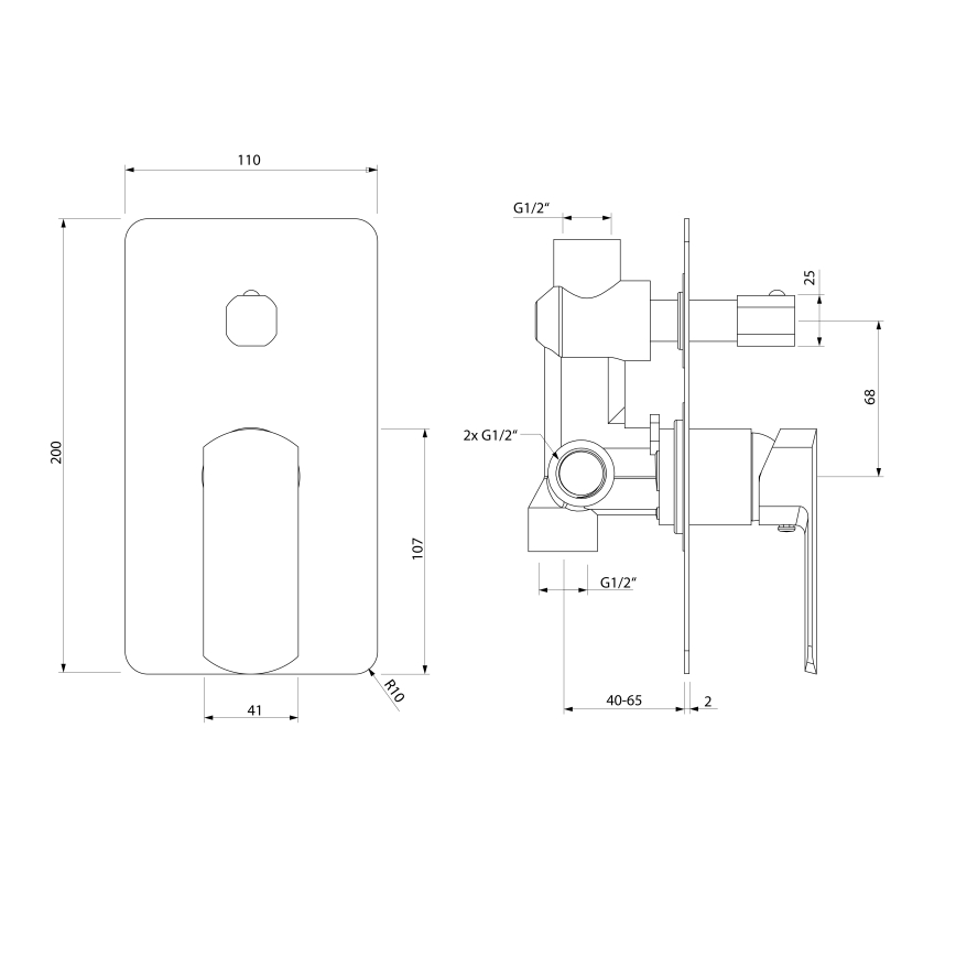 Sapho - Miscelatore doccia da incasso MIXONA, finitura cromo lucido