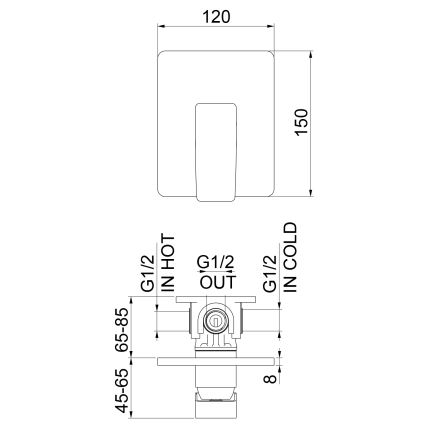 Sapho - Miscelatore doccia da incasso TURSI, finitura nero opaco