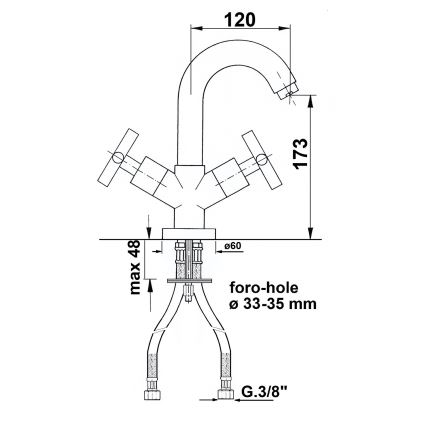 Sapho - Miscelatore per lavabo AXIA RETRO cromo lucido