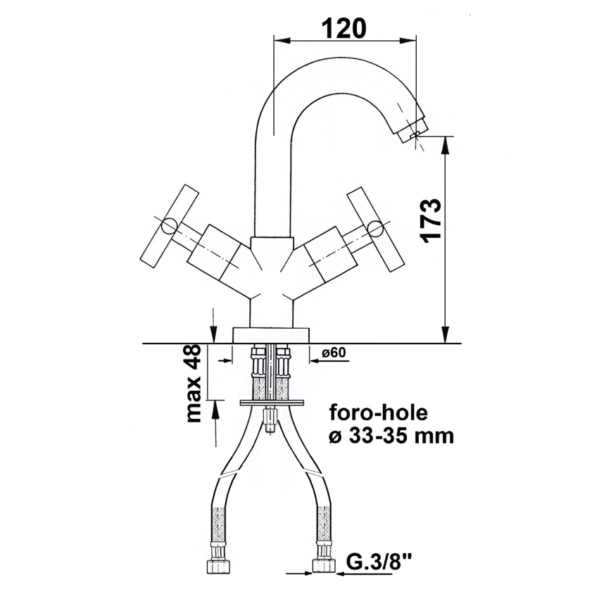 Sapho - Miscelatore per lavabo AXIA RETRO cromo lucido