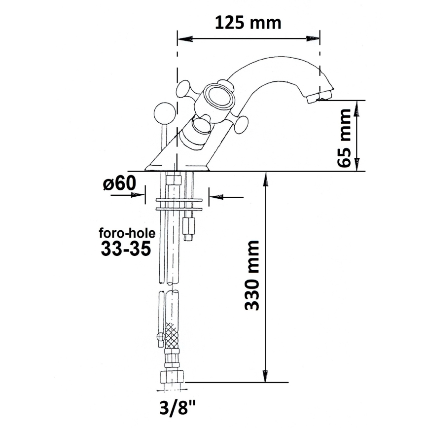Sapho - Miscelatore per lavabo con piletta ANTEA oro