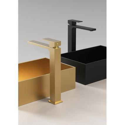 Sapho - Miscelatore per lavabo CUBEMIX 27,8 cm oro opaco
