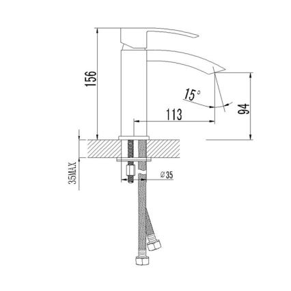 Sapho - Miscelatore per lavabo GINKO 15,6 cm cromo lucido