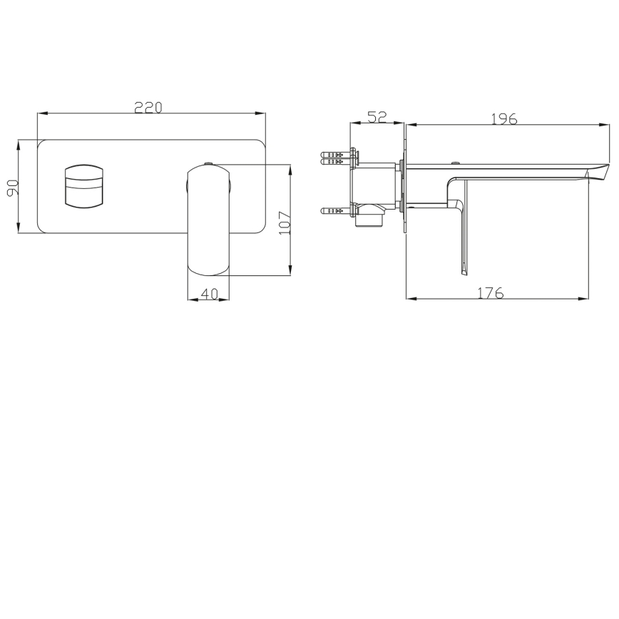 Sapho - Miscelatore per lavabo da incasso MIXONA 9x19,6 cm, finitura cromo lucido