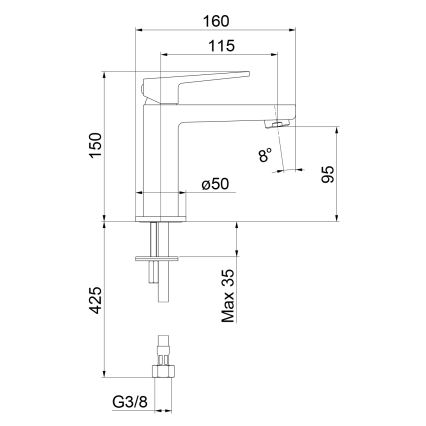Sapho - Miscelatore per lavabo TURSI 15 cm cromo lucido