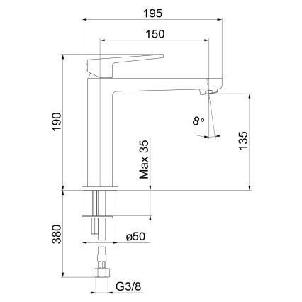 Sapho - Miscelatore per lavabo TURSI 19 cm nero opaco