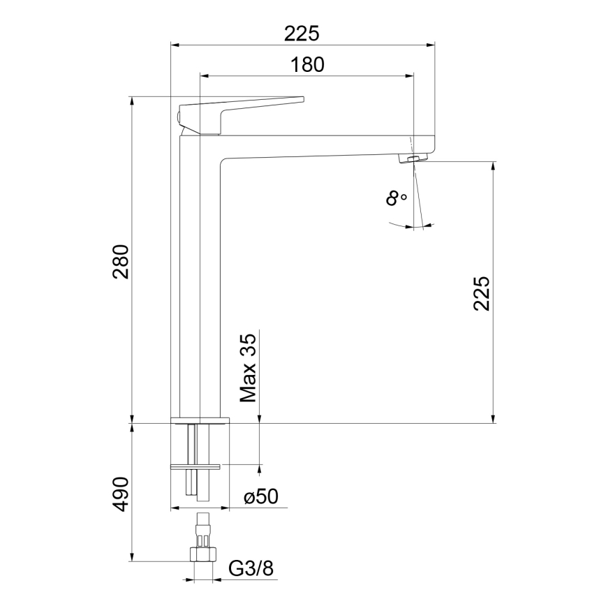 Sapho - Miscelatore per lavabo TURSI 28 cm nero opaco