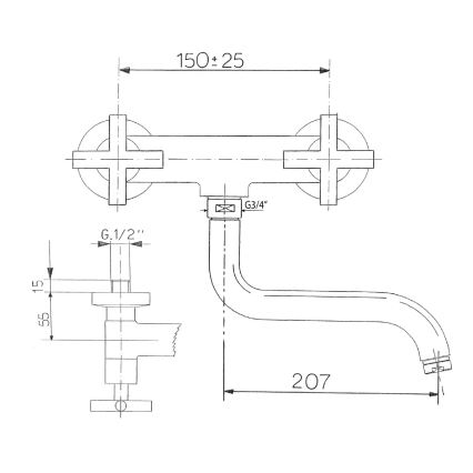 Sapho - Miscelatore per lavello AXIA, finitura cromo lucido