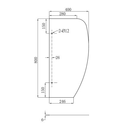 Sapho - Pannello divisorio per orinatoi 40x80 cm, vetro satinato