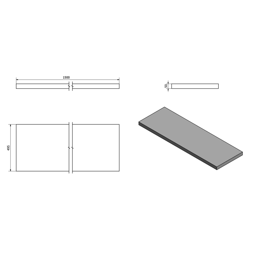 Sapho - Piano per lavabo AVICE 150x49,5 cm grigio/cemento