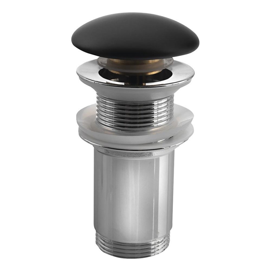 Sapho - Piletta per lavabo Ø 7 cm, finitura nero opaco/cromo lucido