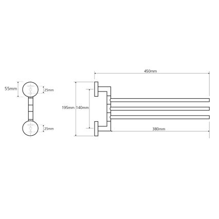Sapho - Porta asciugamani a parete girevole X-ROUND 19,5x45 cm cromo lucido