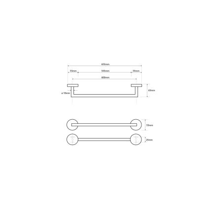Sapho - Porta asciugamani a parete X-ROUND 6,5x65,5 cm cromo lucido