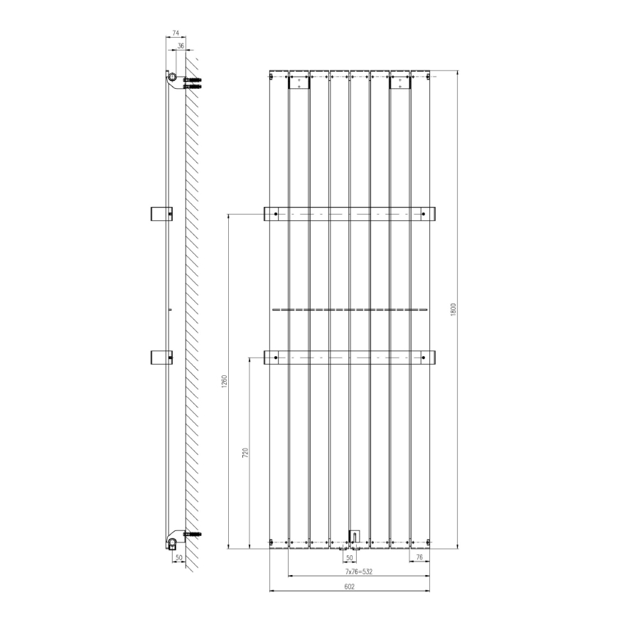 Sapho - Radiatore da bagno COLONNA 180x60 cm bianco