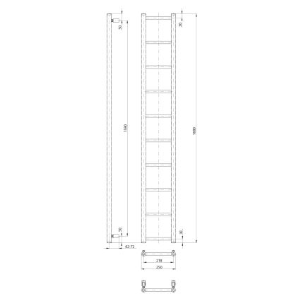 Sapho - Radiatore da bagno DINA 168x25 cm bianco