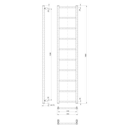 Sapho - Radiatore da bagno DINA 334W 35x168 cm bianco