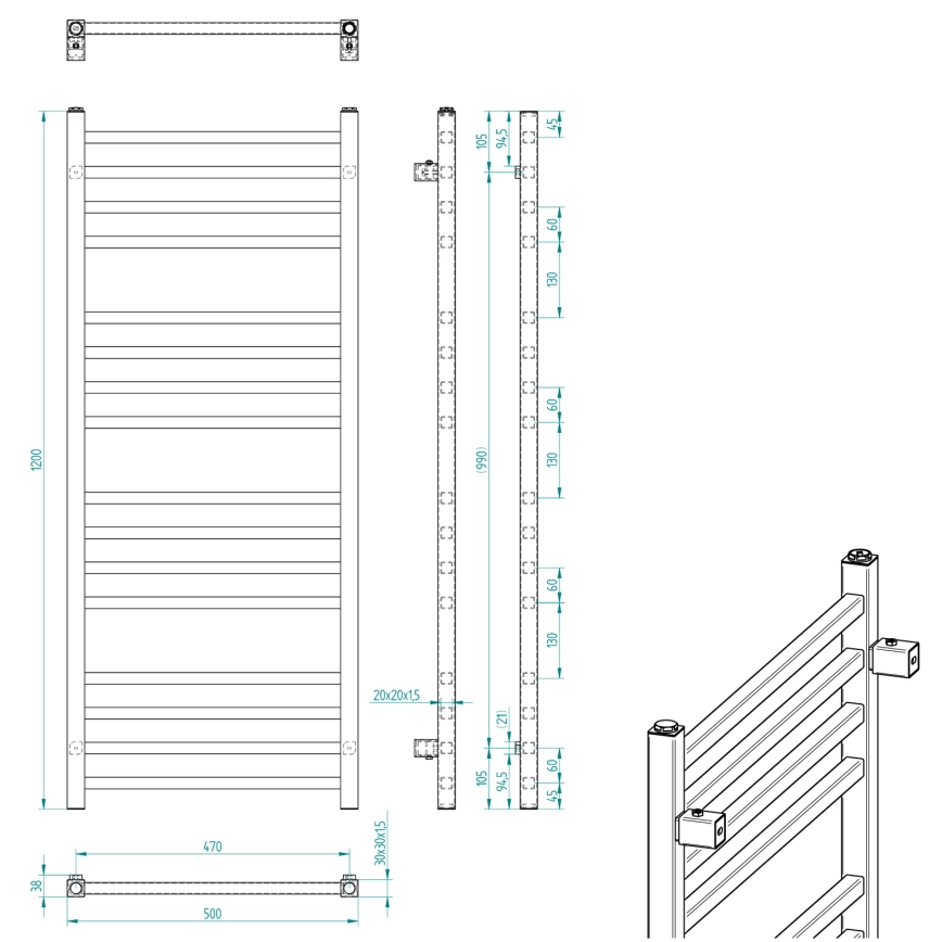 Sapho - Radiatore da bagno METRO 120x50 cm cromato lucido