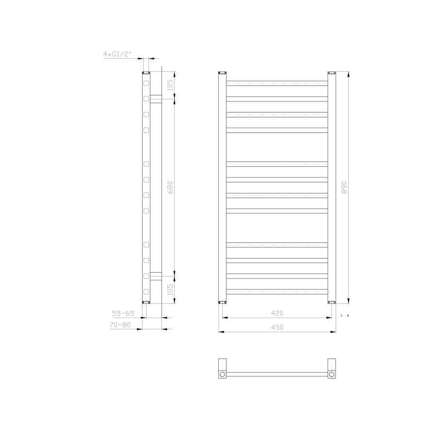 Sapho - Radiatore da bagno METRO 89x45 cm bianco