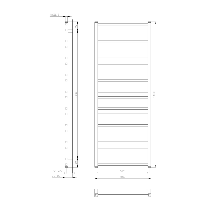 Sapho - Radiatore da bagno METRO DOS 143x55 cm bianco opaco
