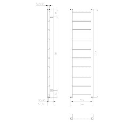 Sapho - Radiatore da bagno METRO LIGHT 114x30 cm cromo lucido