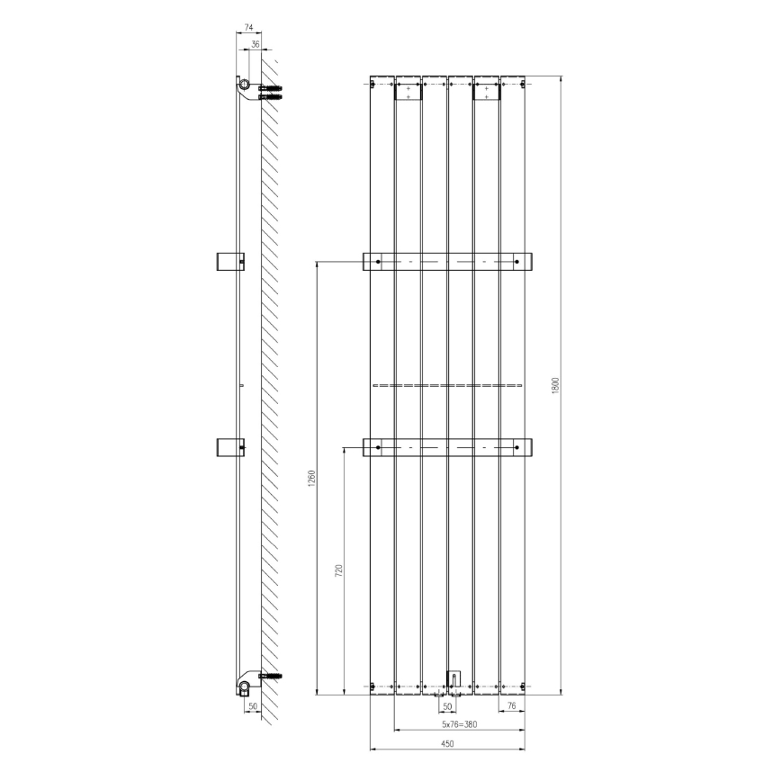 Sapho - Radiatore per bagno COLONNA 180x45 cm bianco