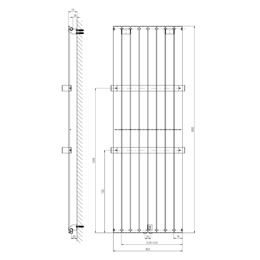 Sapho - Radiatore per bagno COLONNA 180x60 cm argento
