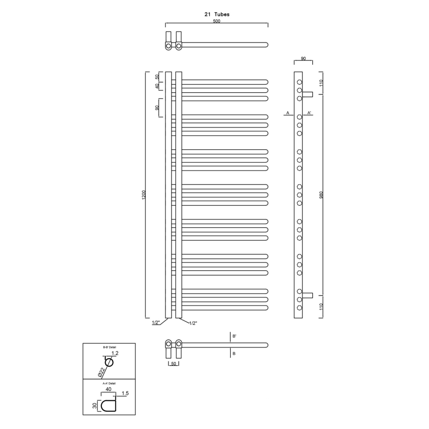 Sapho - Radiatore per bagno DORLION 120x50 cm bianco