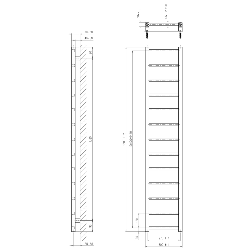 Sapho - Radiatore per bagno METRO LIGHT 150x30 cm cromo lucido