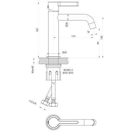 Sapho - Rubinetto del lavandino ICONIC 18,7 cm cromo lucido