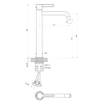 Sapho - Rubinetto del lavandino ICONIC 30,9 cm cromo lucido