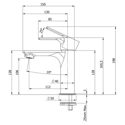 Sapho - Rubinetto del lavandino PAX 16,5 cm cromo lucido