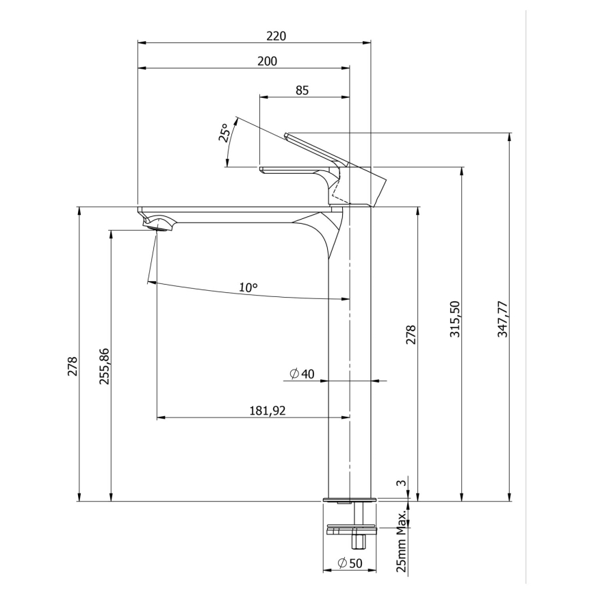 Sapho - Rubinetto del lavandino PAX 31,5 cm cromo lucido